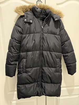 Old Navy XS Full Length Puffer Coat Black Very Warm Oversized Hood