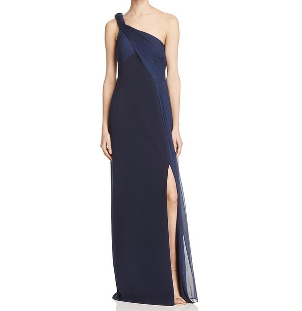 navy silk gown