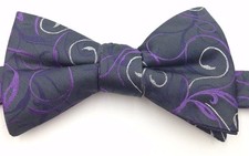  100 Alfani Mens White Gray Paisley Bow Tie Dress Classic Adjustable Bowtie