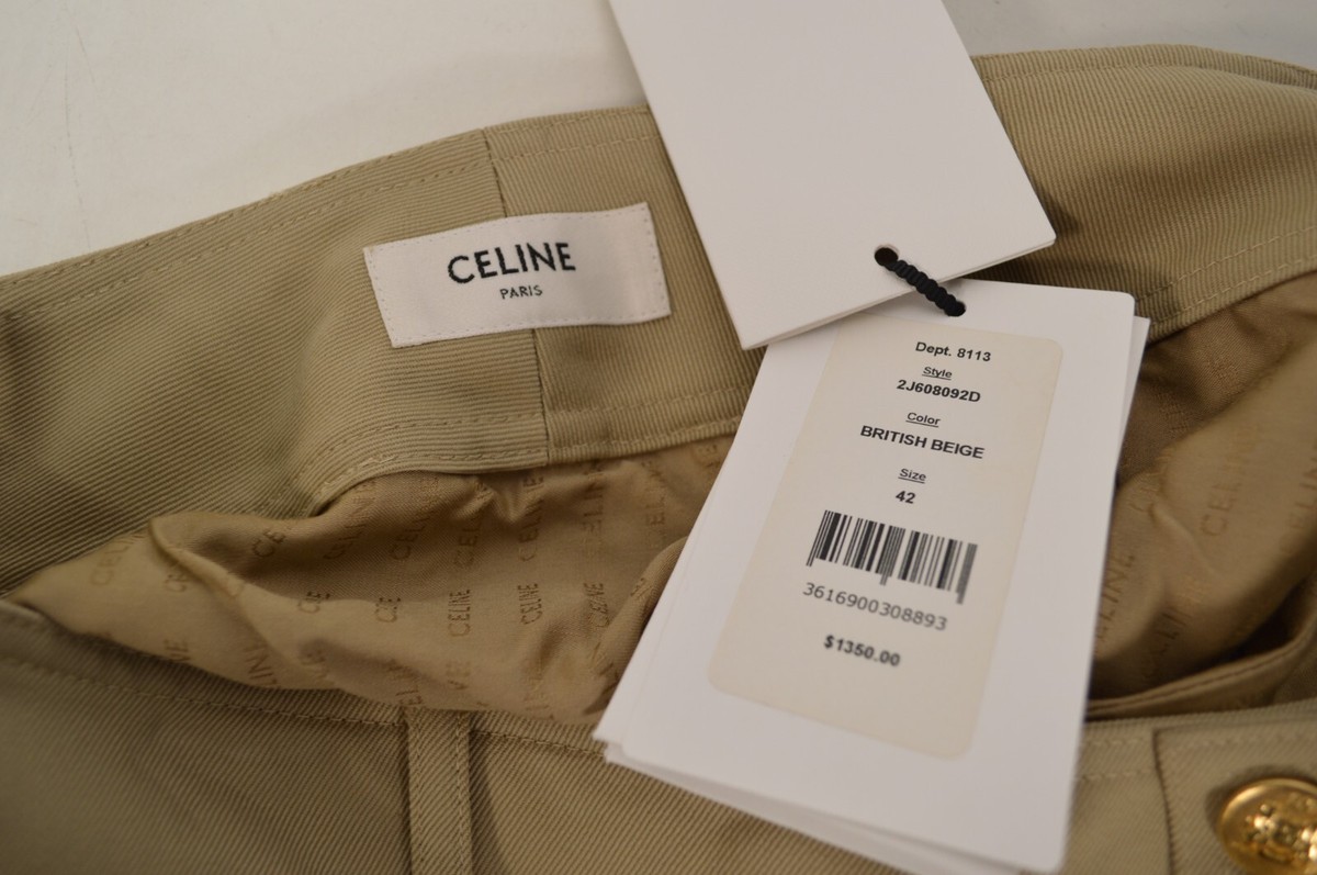 NWT CELINE Military Trapeze In Diagonal Wool Beige Skirt