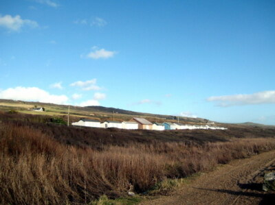 Photo 6x4 Beach huts - West Bexington The beach huts nestle down into the c2009