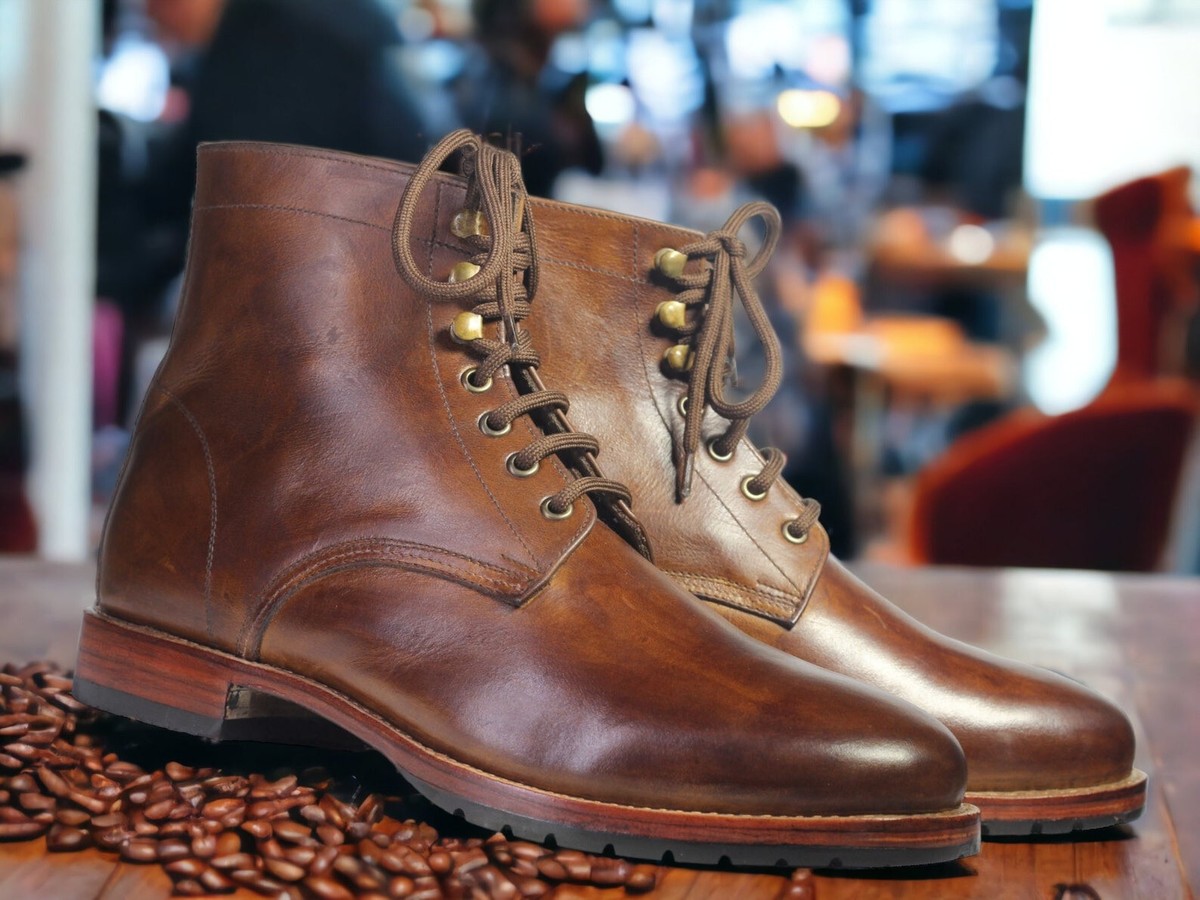 HAND MADE BOOTS FOR MEN. Handmade Men Leather Lace up Boots - BY THE MOUNTAIN – By  main image 4