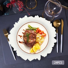 24-Piece Set Plastic Plates Texture Tableware Decoration For Wedding Party