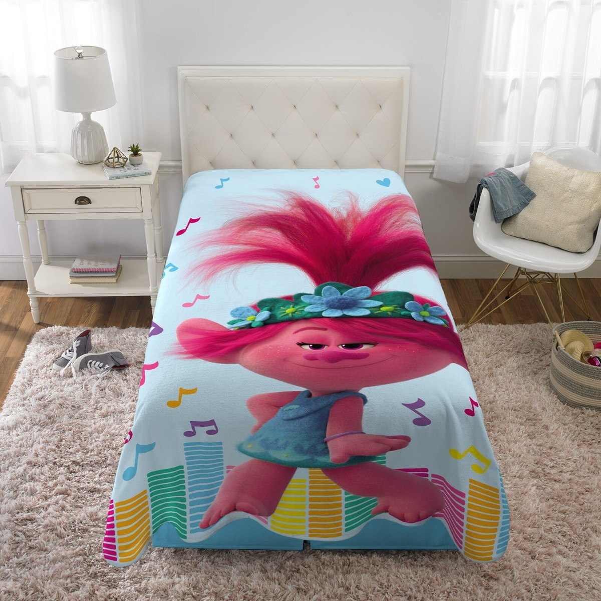 Franco Manufacturing Co DreamWorks Trolls Poppy Throw/Bed Blanket 62u0026#034;  X 90u0026#034; | eBay