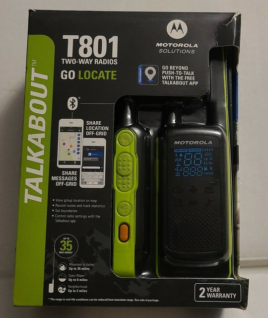 Motorola Talkabout T801 Go Locate TwoWay Radio Black/Green, Pack of