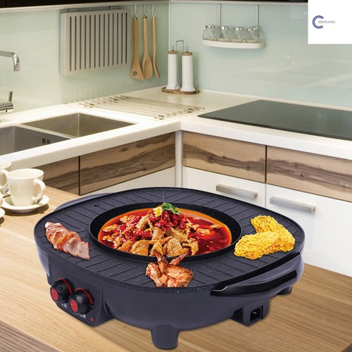 Hot Pot BBQ Hotpot elettrico 2 in 1 forno padella grill senza fumo macchina per barbecue DHL - Foto 2 di 12