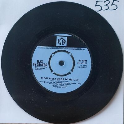 Close Every Door To Me / Any Dream Will Do by Max Bygraves - Single 7 