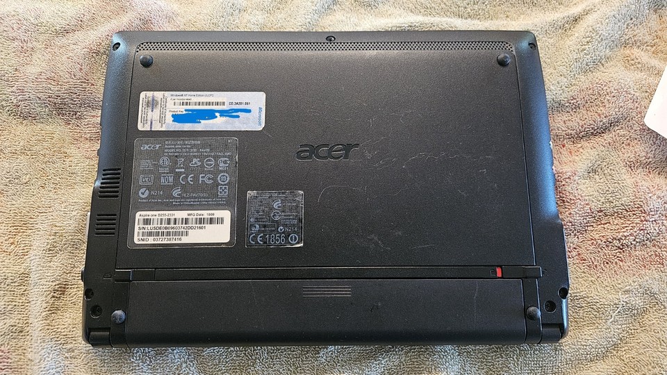 Acer Aspire One Intel Atom N450 1.66GHz 1GB RAM Clean XP Install ...