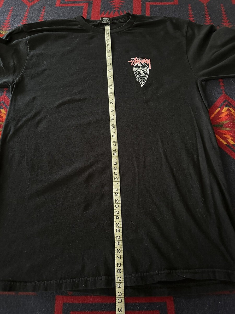 Stussy Black Long Sleeve Tribal Mask Island Style Lightly Used