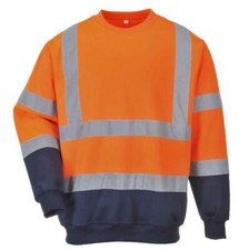 Hi Viz Vis High Visibility Sweatshirt Crew Neck Work Safety Fleece Jumper S-5XL