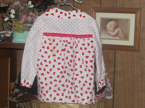 open top HEARTS GALORE 4T ribbon tie long sleeve handmade w/braclet (Nclst 10 - Picture 2 of 6