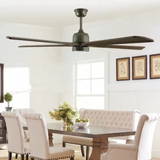 60 inch Ceiling Fan Gray Wooden fan blades with 3 Color LED Light Kit and Remote