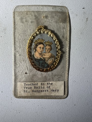 Vintage Badge Of The Virgin Mary Touched By The Relic Of Margaret Mary