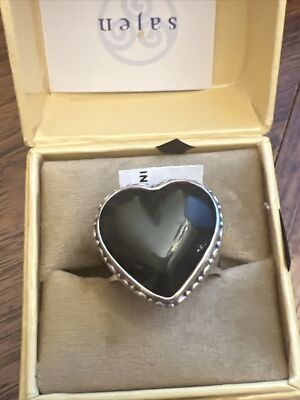 Sajen Silberring Regenbogen Obsidian Herz Größe 10 in Sterlingsilber 11,75 ctw