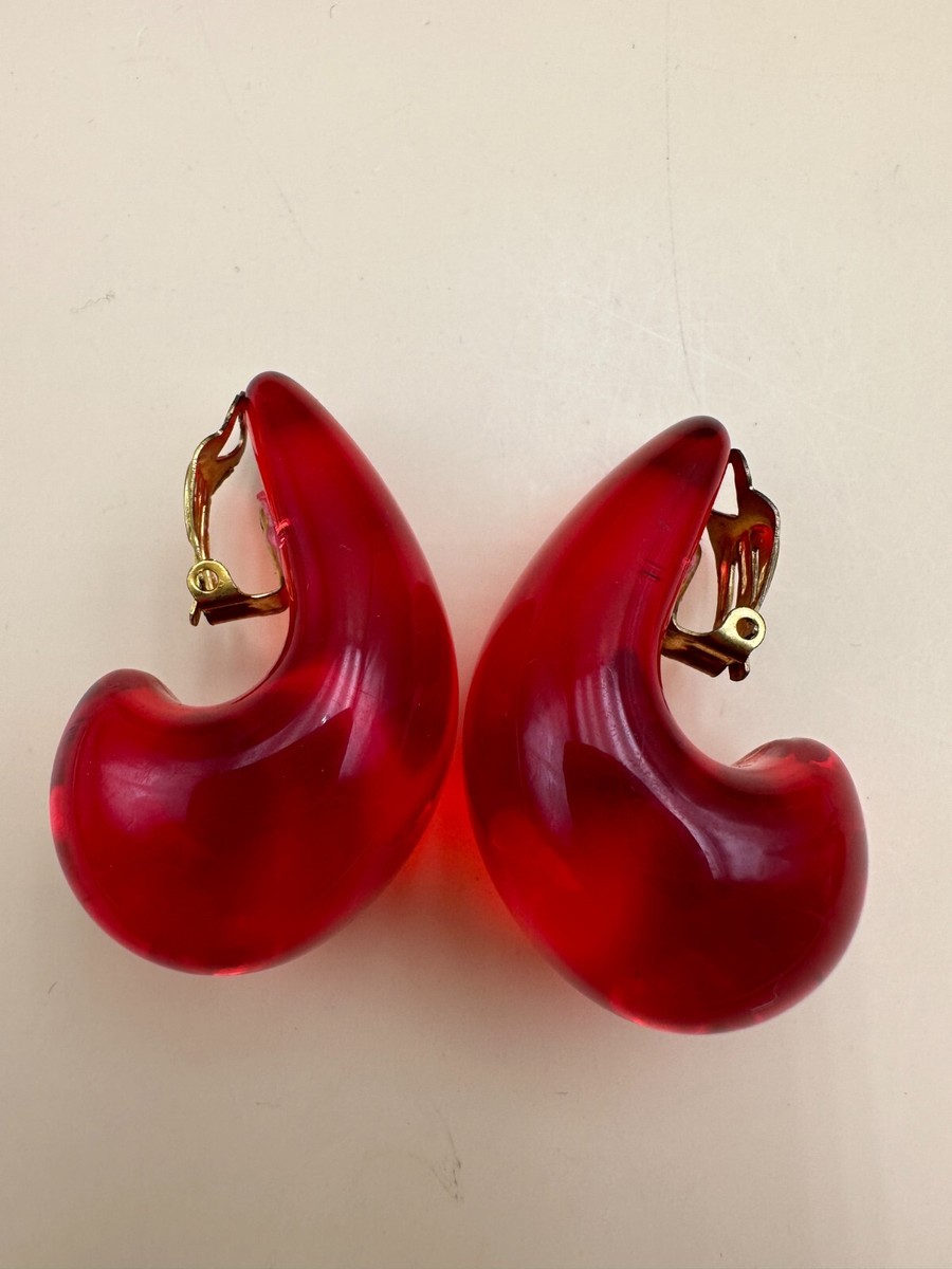 Boucles D'oreilles Clips Vintage Attribuées à Catherine Noll - Résine Cognac, Marque Western Germany