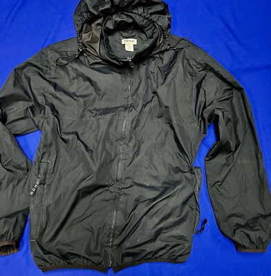 Izod XFG Men's Small Black Golf Long Sleeve Full Zip Windbreaker Jacket Hood Sm