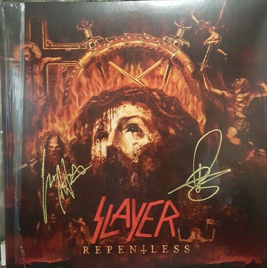 Slayer - Repentless サイン入りCD Slayer ''Repentless'' SIGNED Colored LP (Tom Araya, Gary
