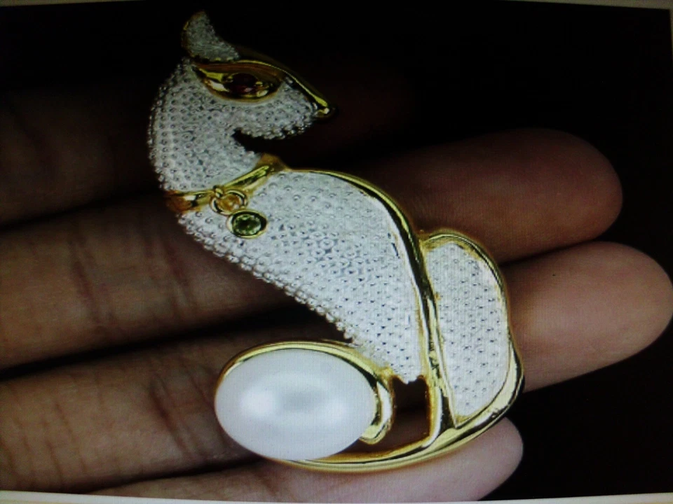 Anhänger Tiger mit Perle 14 mm Peridot Rhodolit 925 Sterling Silber - Bild 2 von 3