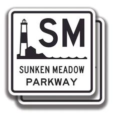 NEW YORK SUNKEN MEADOW PARKWAY STICKER 2 Decals Road Sign Bogo Highway Car