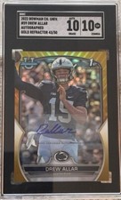 2022 Bowman Chrome University Drew Allar #59 Gold Refractor Auto /50 - SGC 10/10