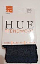 LADIES HUE TRENDWEAR LUSTER FLORAL TIGHTS CONTROL TOP SIZE M/L BLACK - NWT