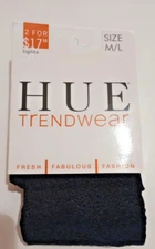 LADIES HUE TRENDWEAR LUSTER FLORAL TIGHTS CONTROL TOP SIZE M/L BLACK - NWT