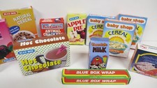 VTG Mini Toy Food Boxes Lot 12 Dollhouse Pretend Play Cereal Milk FREE SHIPPING