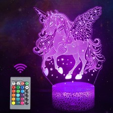 Flying Unicorn 3D Night Light LED Table Lamp USB Powered Kids Christmas Gift NEW