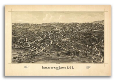 1886 Fishkill-on-the-Hudson New York Vintage Old Panoramic NY City Map - 20x30