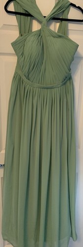 Pale Sage Bridesmaids:prom Dress Fully Lined/halter Neck Design Size 10 - Picture 4 of 9