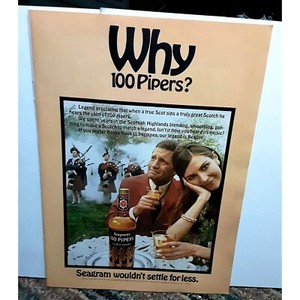 1968 Seagrams 100 Pipers Scotch Whiskey Original Print Ad 60s