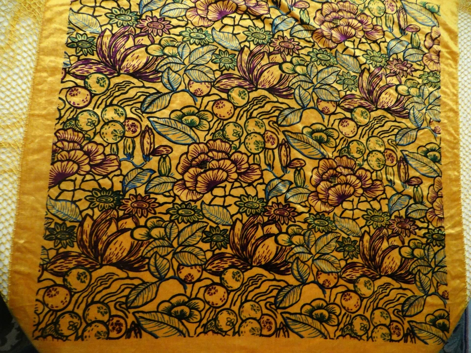 Bufanda de piano vintage chal largo flecos dorados floral Foto 2 de 4