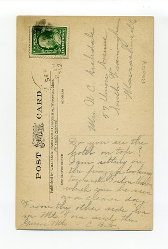 Postal Princeton MA 1912, vista de cultivos, maíz creo, granja, granero, monte - Imagen 3 de 3