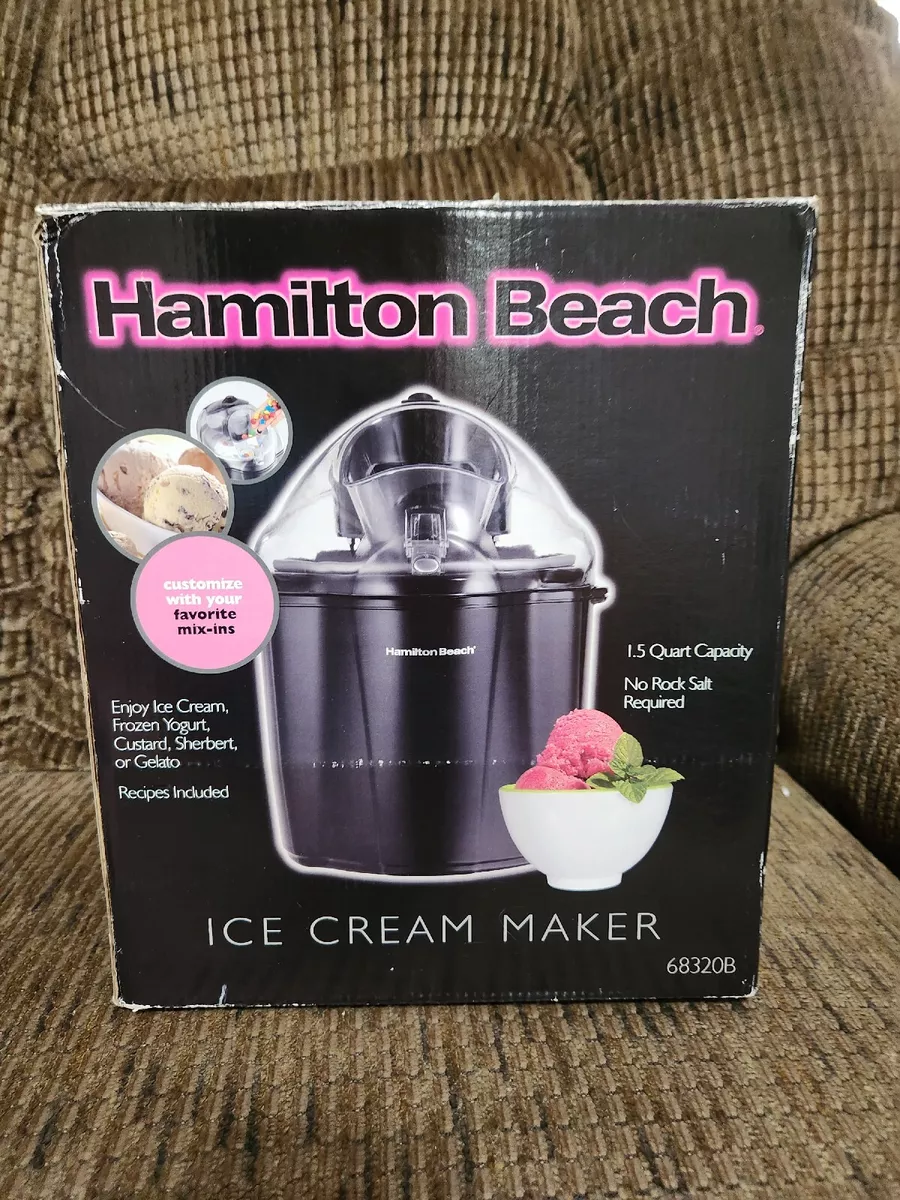 Ice Cream Maker Hamilton Beach 1.5qt Black No Rock Salt Needed Recipes  Included