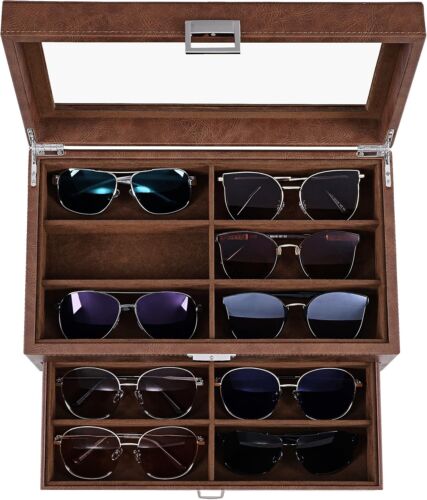 Faux Leather Eyeglass Case with Clear Lid - Perfect for Organizing Sunglasses - Picture 3 of 10
