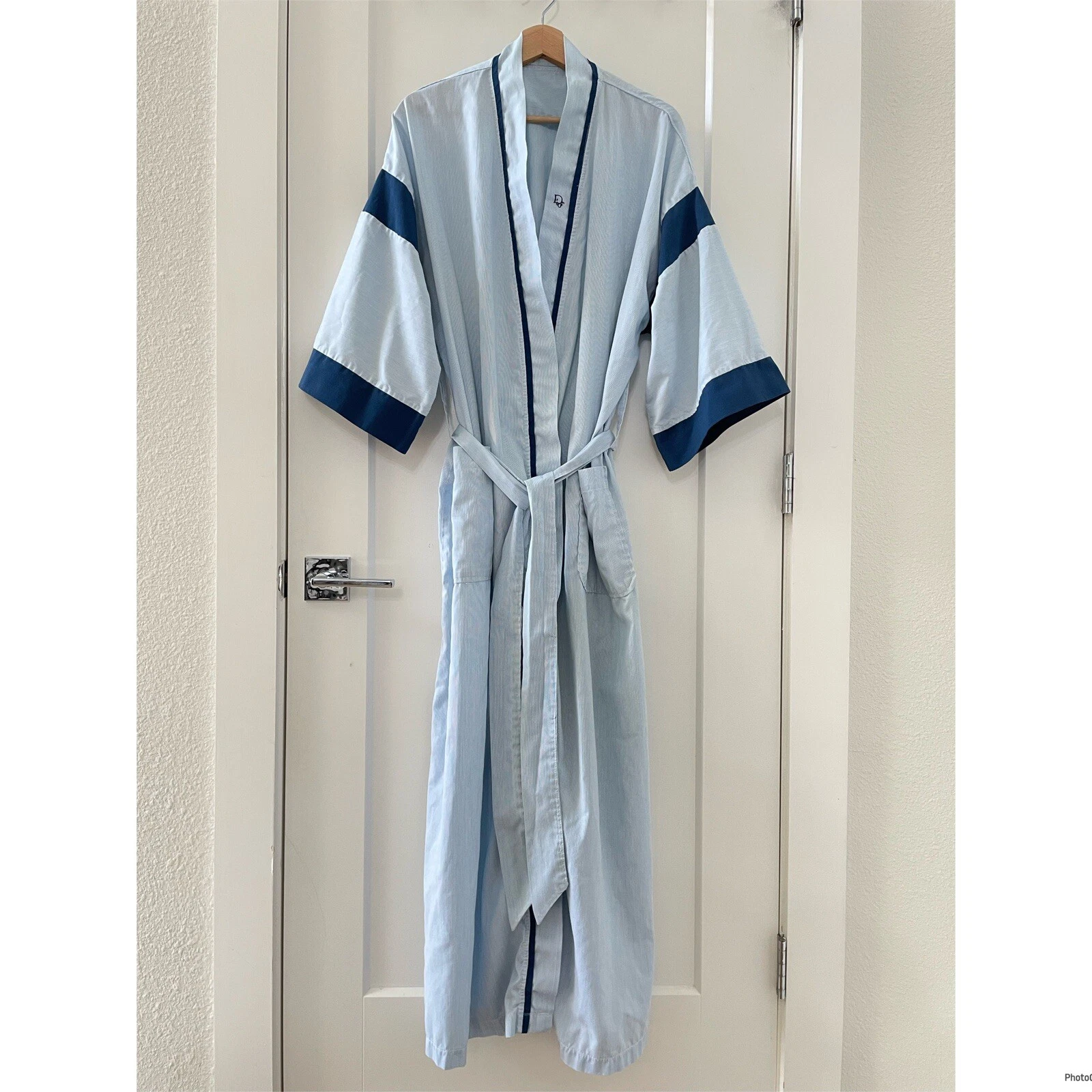 CHRISTIAN DIOR MONSIEUR ~ Peignoir de bain homme taille unique bleu enveloppant kimono