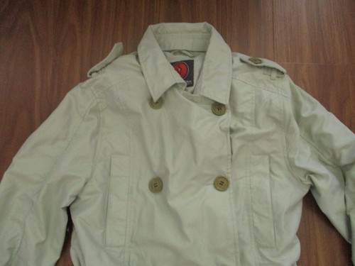 SCOTTeVest Trench Coat Womens Medium Green Belted Pockets Travel Storage Sev TEC - Picture 3 of 23