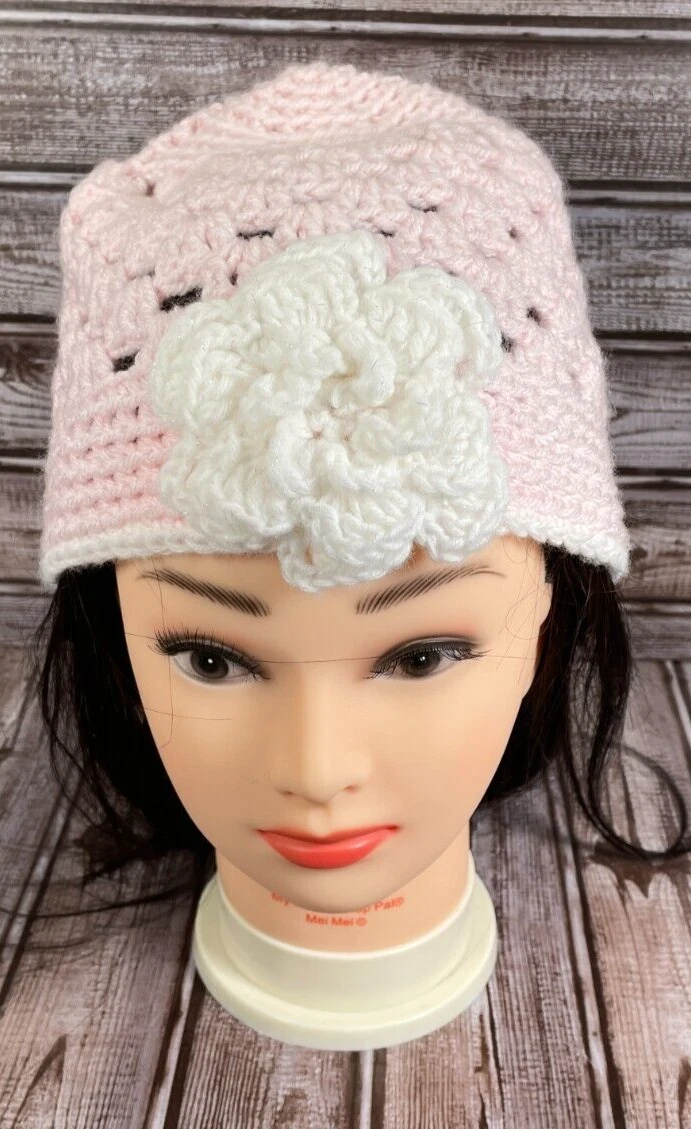 Handmade New Open‎ Weave Fishnet Aunt Lynda\'s Ocean Cotton Knit Beanie- XS/S Handmade 100% Cotton Material Beanie Hats for Women for sale  main image 2