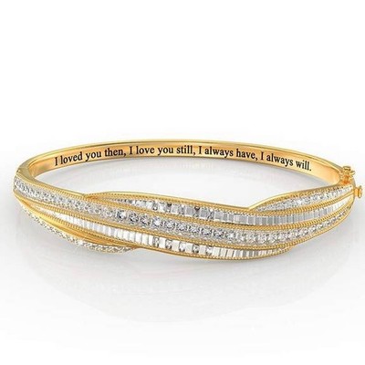 VINTAGE DM DANBURY MINT GOLD PLATED DIAMOND INFINITY BANGLE CUFF HINGE BRACELET