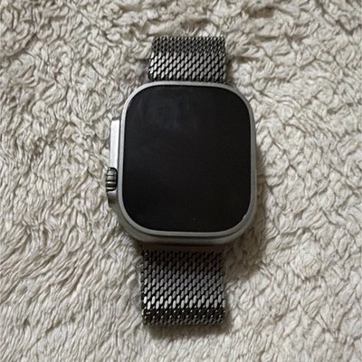 Apple Watch Ultra Cellular 49mm Silver Titanium Case, Silver Steel Mesh Band