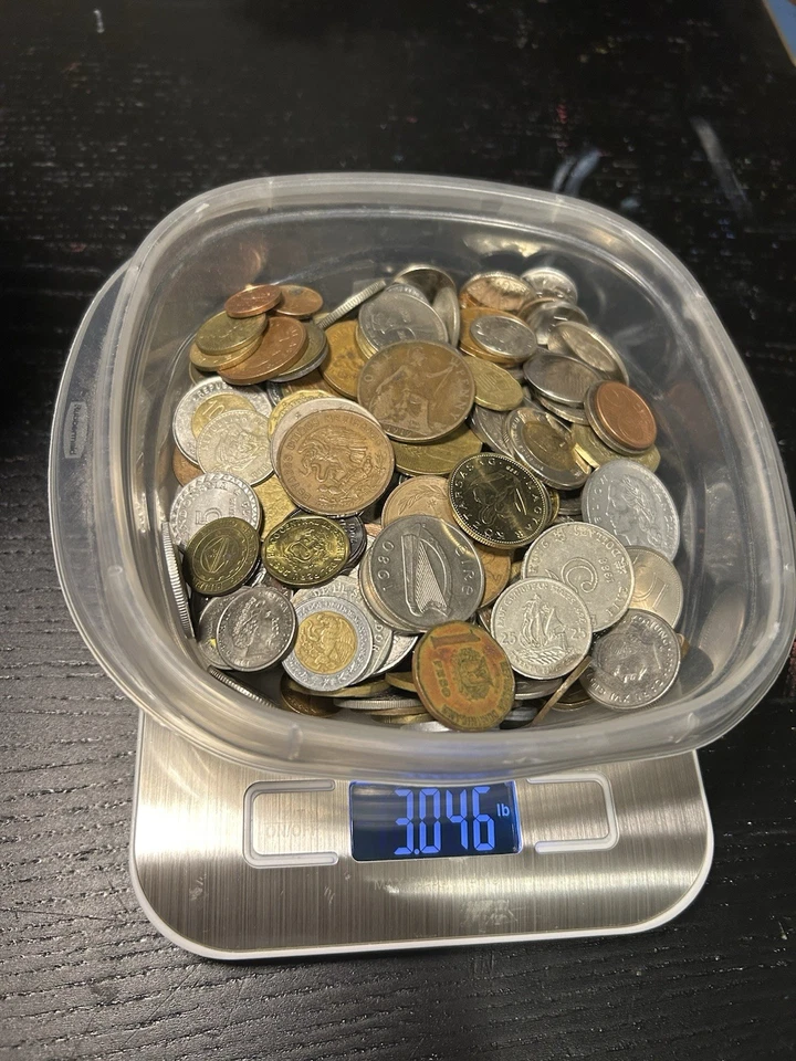 Over 3 Pounds Lbs Old Foreign Mixed World Coins & Tokens Lot - Image 2 of 2