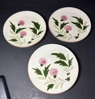 3- Vintage Stangl Pottery Pink Thistle 8” Salad Dessert Plates Hand Painted