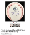 Jankowski Texas Rangers 2023 WS Logo Autographed Baseball