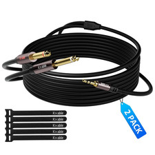 1/8 to Dual 1/4 Stereo Cable 4 Feet (2 Pack),...