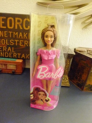 Barbie Fashionista Doll #217 With Brown Hair Half Up & Down Pink Dress 65th Anni