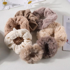 Plush Hair Scrunchies Set for Women - 7/21 Pcs Solid Ponytail Holders
