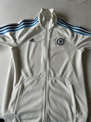 F.C. Chelsea Adidas Men's Medium Top Zip Long Sleeve White