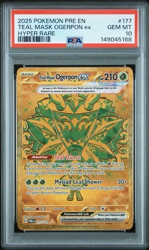 2025 Pokemon Prismatic Evolutions Teal Mask Ogerpon ex Hyper Rare 177/131 PSA 10