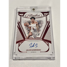 2023-24 Panini Flawless Autograph Ruby Red /15 Jalen Johnson On Card