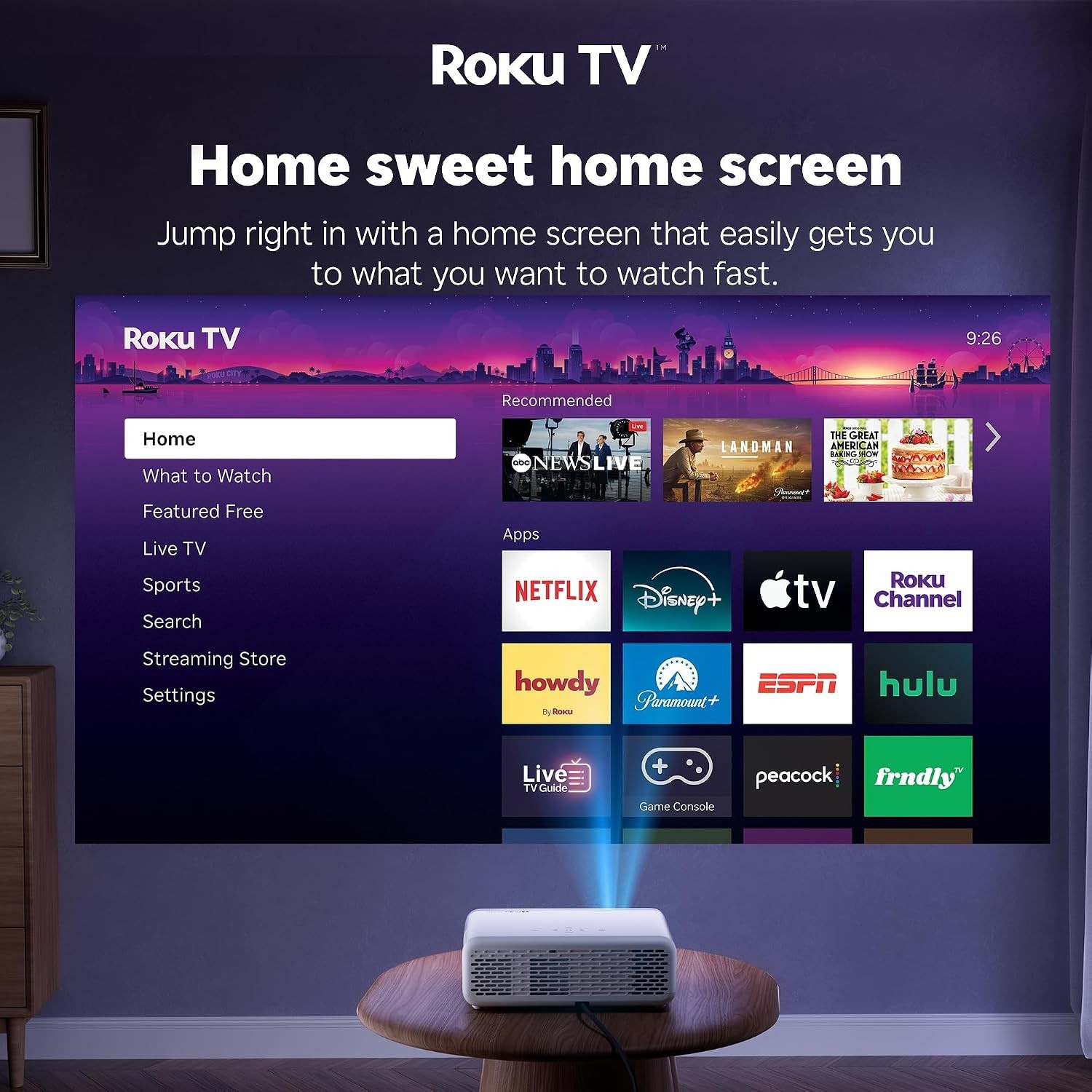 Aurzen Roku TV Smart Videoproiettore 1080P FHD Dolby Bluetooth 5G WiFi Netflix foto 4